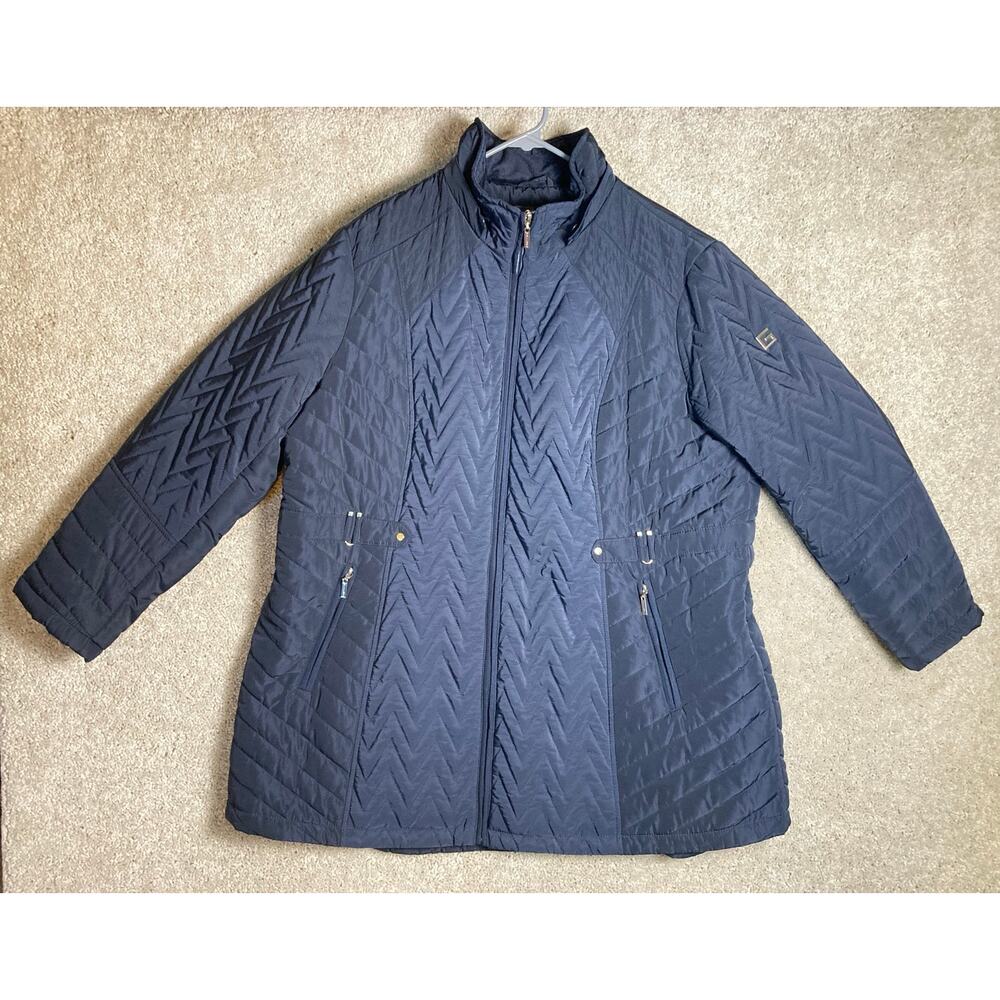 Women's Coat Jacket Gallery New York 2x 100% Polyester Blue No Hood